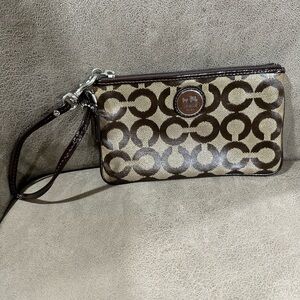 Coach Brown and Tan Geometric Clutch